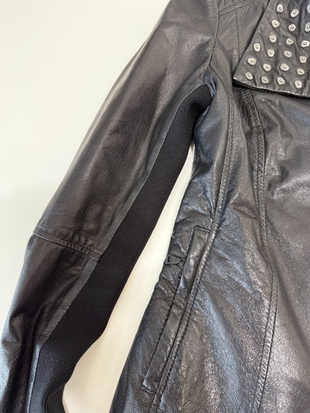 Danier x Raphael Asymmetrical Studded Leather Jacket - Picture 6 of 13